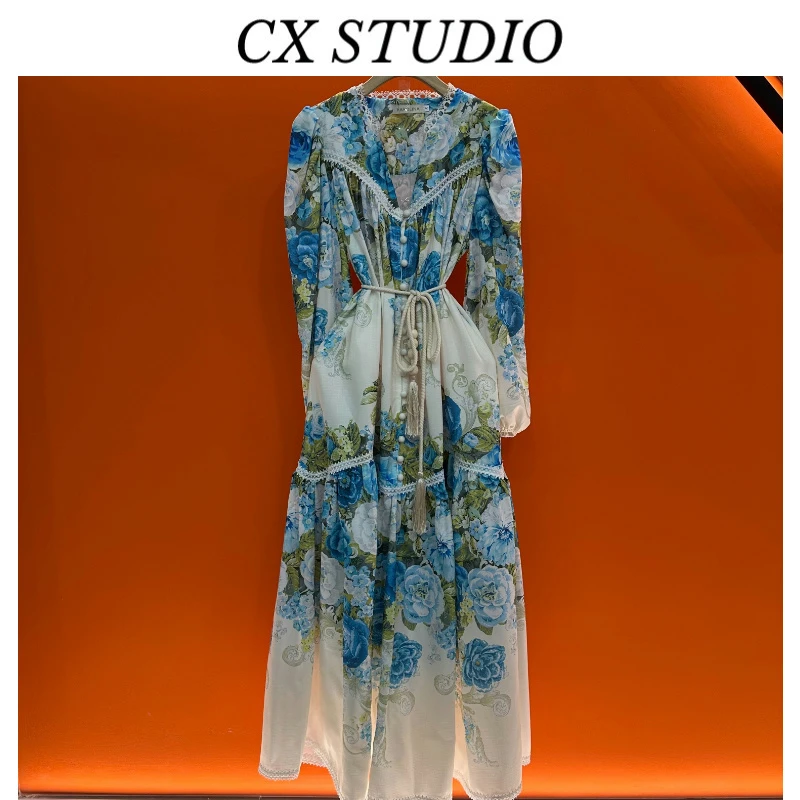 法式宫廷风高级感连衣裙女收腰显瘦设计大摆长裙子 K6063