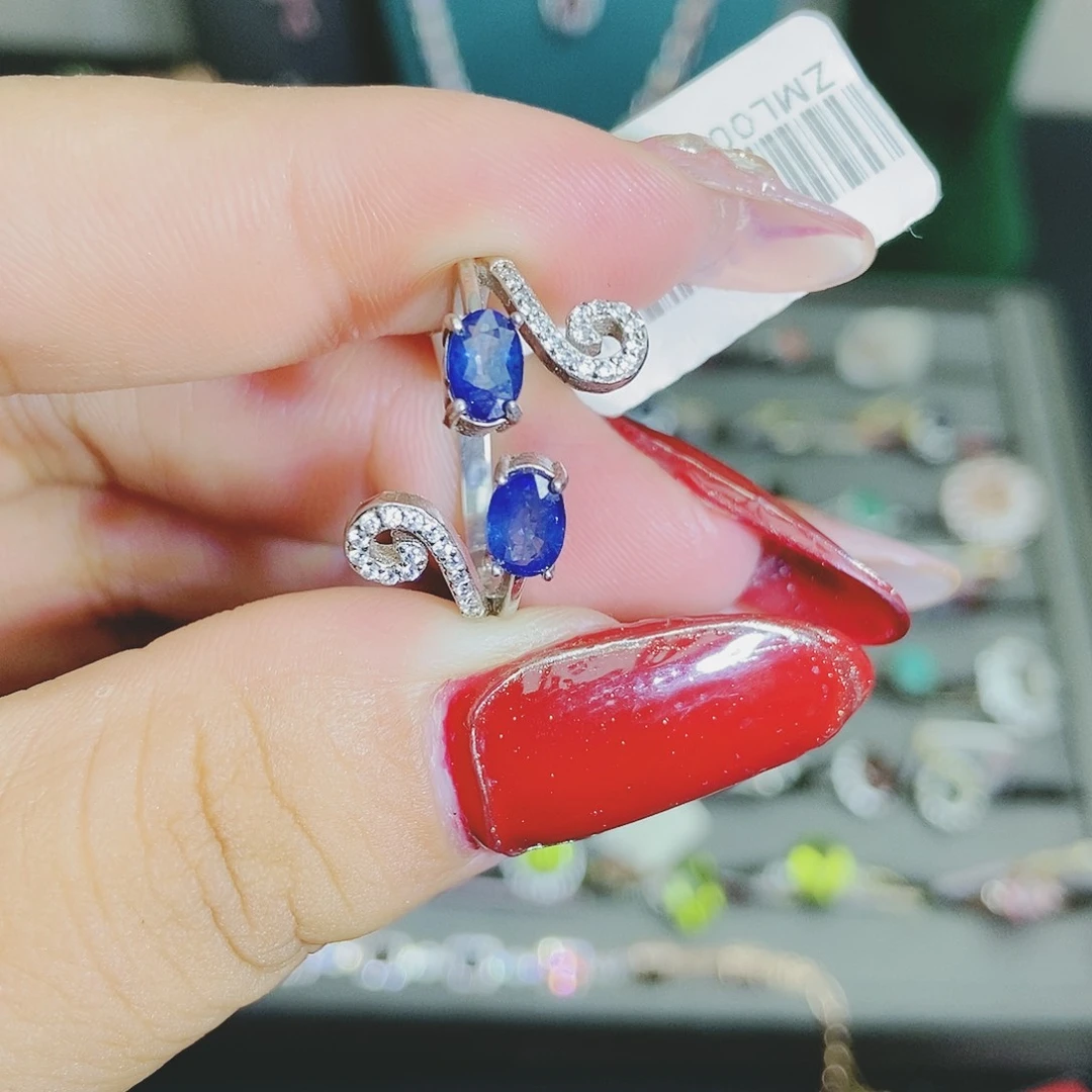 【闪购商品】戒指蓝宝石银S925镶嵌