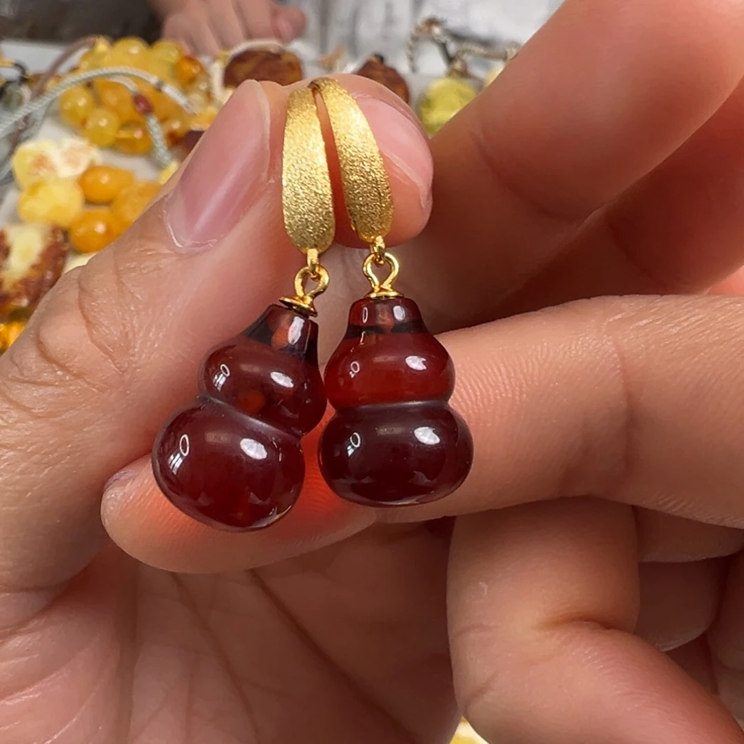 琥珀银S925镀金镶嵌裸石琥珀