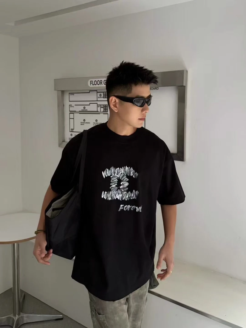 2025夏季短袖T恤男宽松短袖重磅棉宽松大版型短袖潮