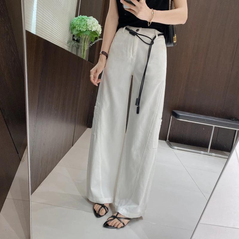 IMFLY金小金自制女装 牛仔裤DYK2661夏季薄款高腰遮肉工装牛仔裤