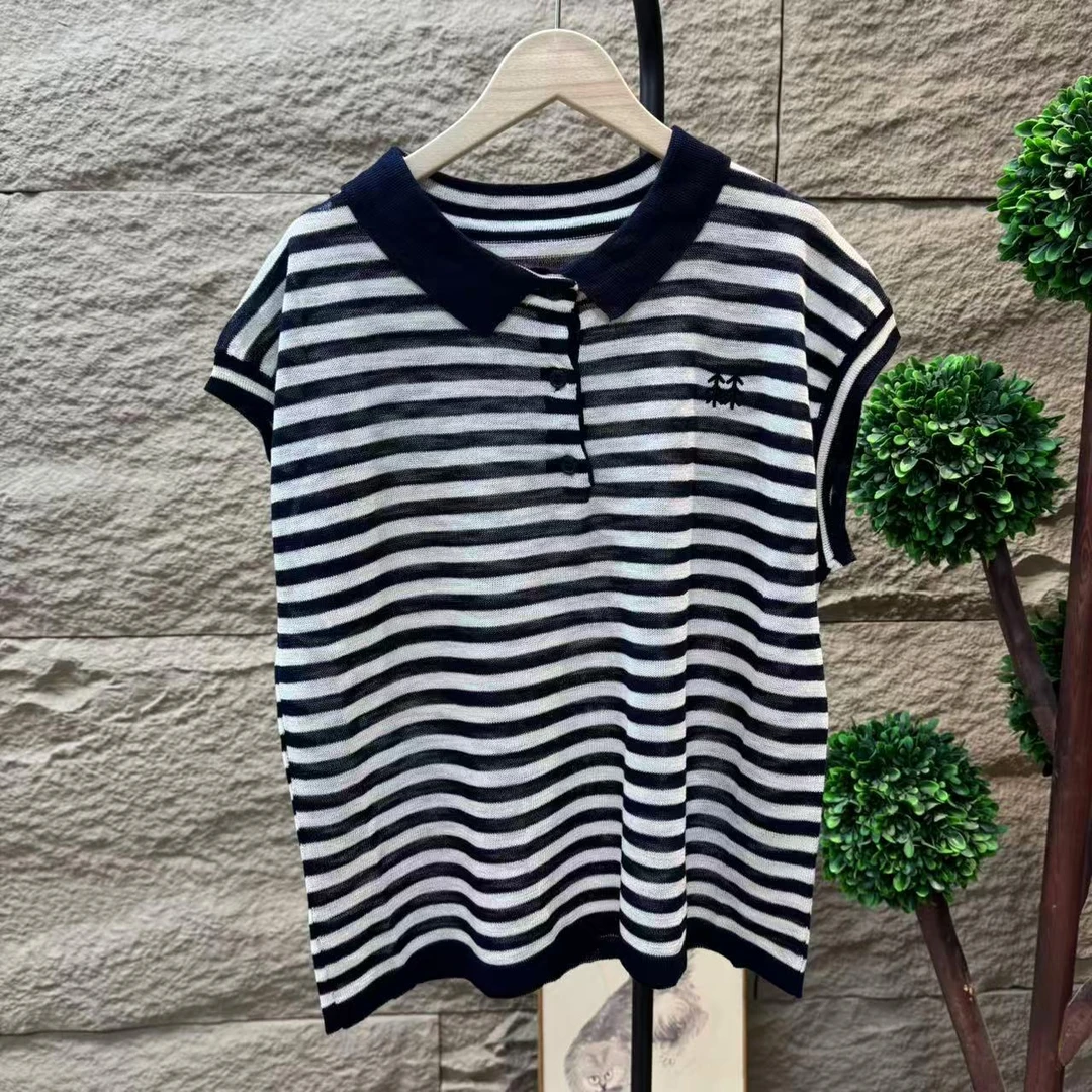 13019新款夏季简约百搭休闲条纹针织T恤