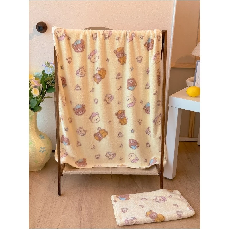 轻松熊可爱熊妹浴巾吸水速干珊瑚家用擦身毛巾加厚卡通洗脸洗澡巾