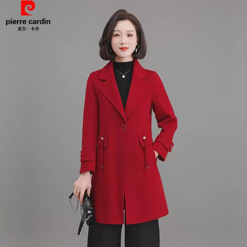 高端中年妈妈双面羊绒大衣女中长款100%羊毛呢外套小个子修身显瘦