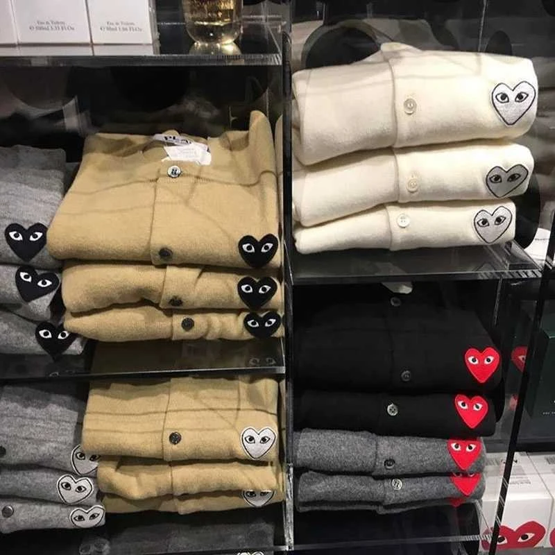 潮牌川久针织衫毛衣男女开衫保玲短款宽松play情侣装爱心羊毛外套