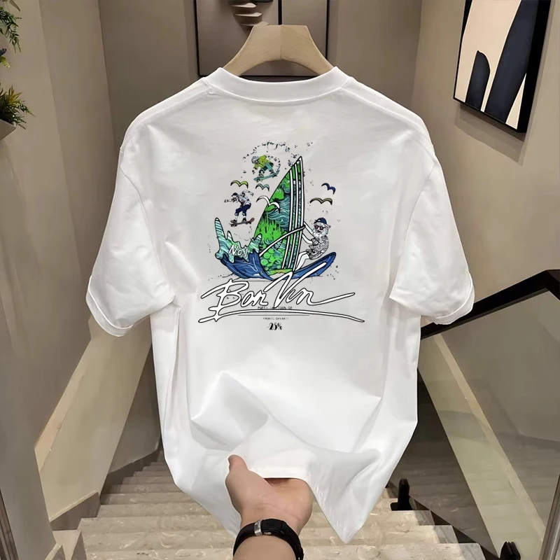 重磅纯棉潮牌痞帅T恤男士美式时尚印花夏季宽松圆领休闲百搭短袖