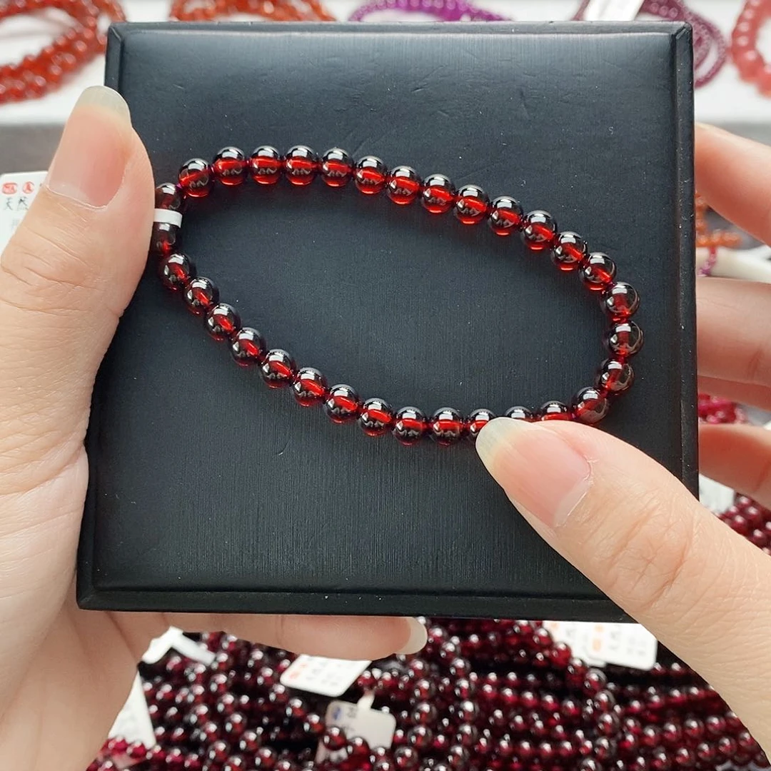 石榴石手链未镶嵌6mm鸽血单圈