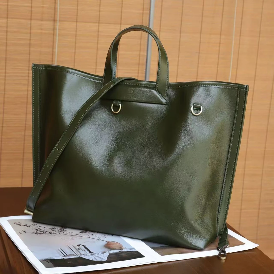 金猴慵懒简约头层植鞣复古风大托特公文包