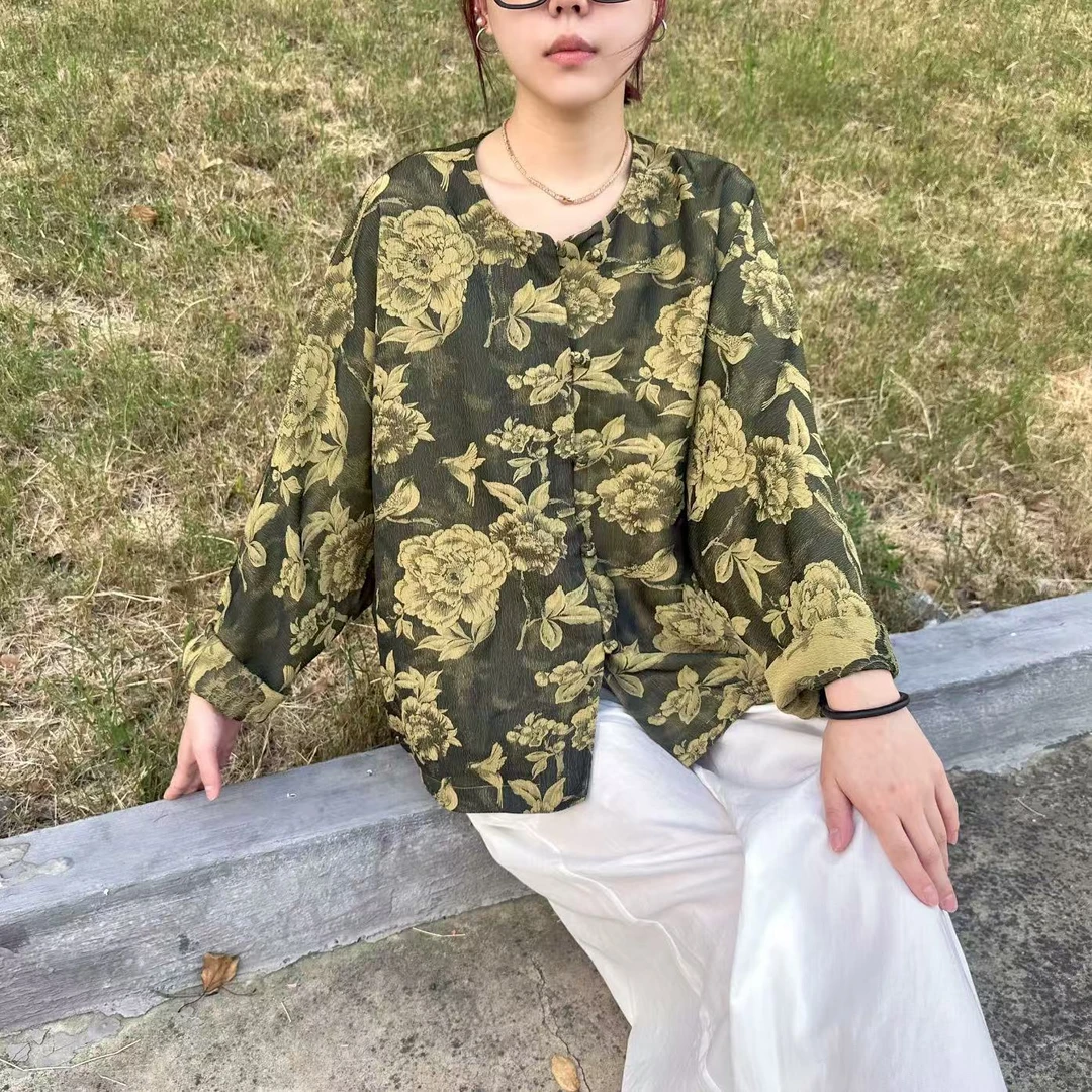 【花开富贵】秋季女装宽松新中式浮雕国风两面两穿开衫外套