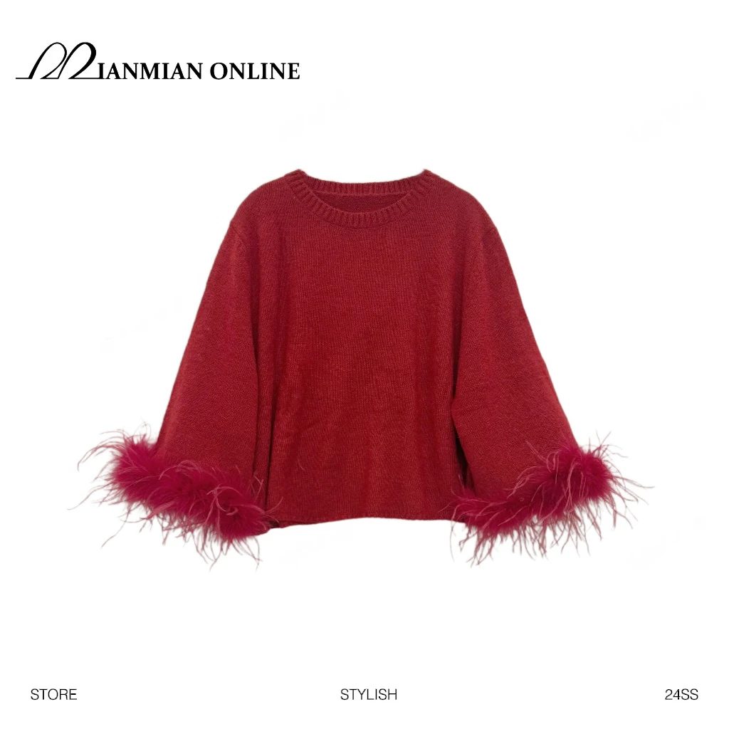 绵绵在线“小美好”套头圆领针织毛衣时尚百搭休闲简约宽松MM1211