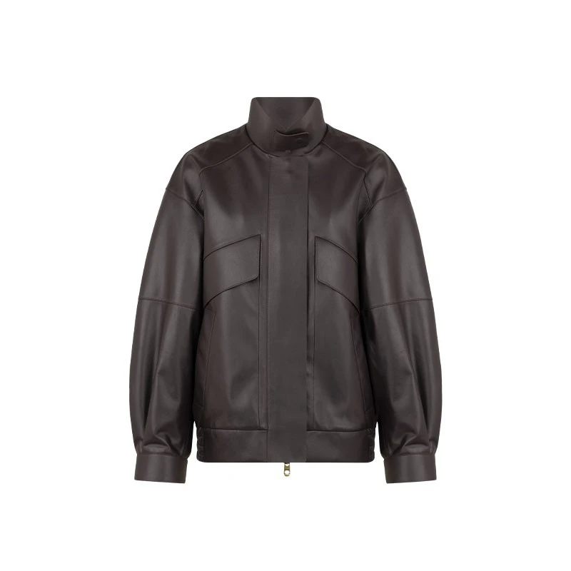 美洋MEIYANG皮衣哈苏立领大口袋男女宽松夹克时尚