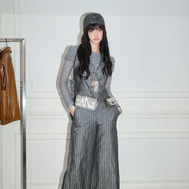 FOREVERCAN律政俏佳人 色织条纹松背心上衣ST20375+长裤SP20376