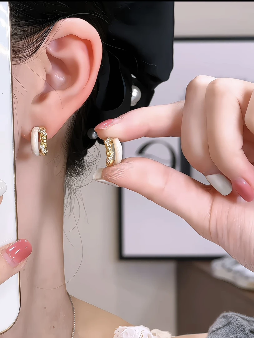 H356 假两件耳钉时尚百搭复古