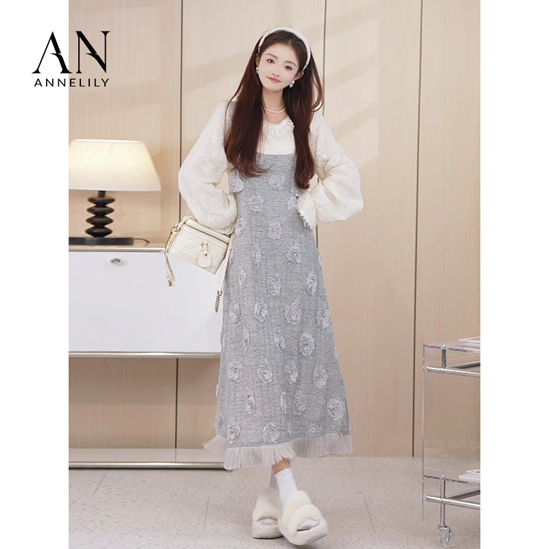 ANNELILY【洛姗】时尚百搭松弛感显瘦衬衫连衣裙套装AT2409061