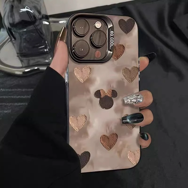 油画爱心米妮适用苹果17promax手机壳防摔iphone16promax保护壳15