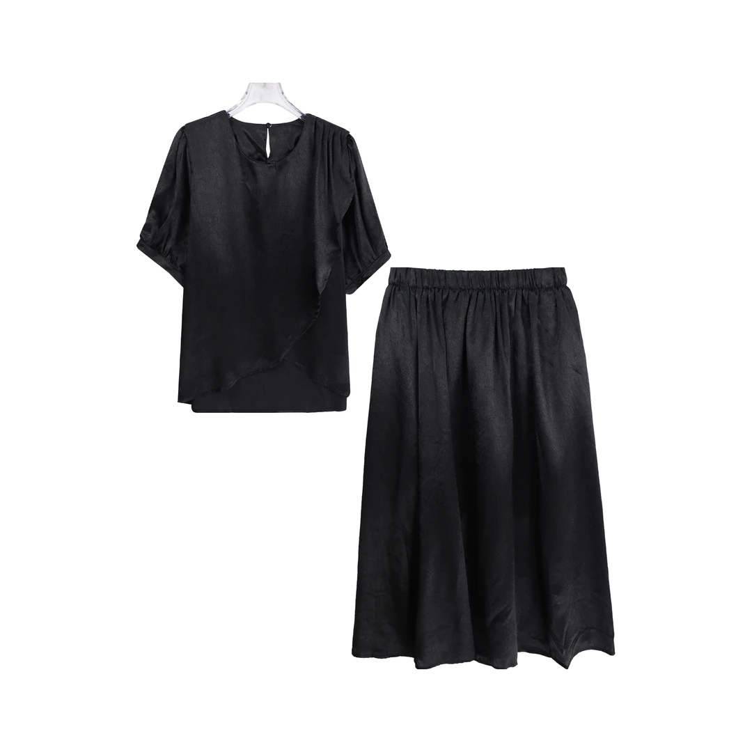 夏季清凉高级感不规则上衣气质半身裙两件套A14388