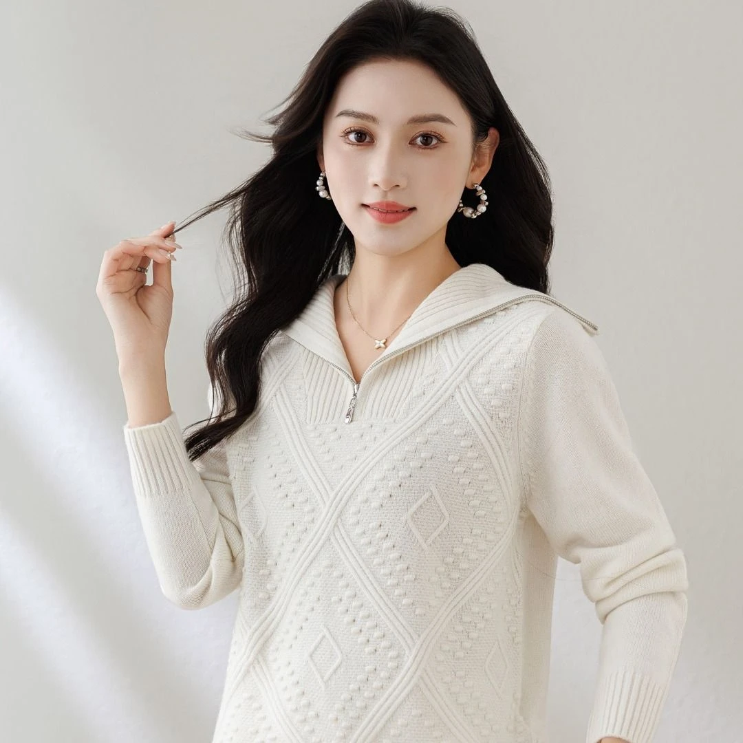 点点菱形格半拉链（350-380克）Zxy-24450