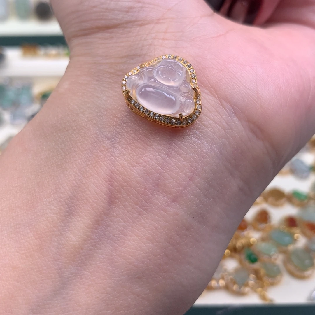 翡翠银S925镶嵌颈饰佛公