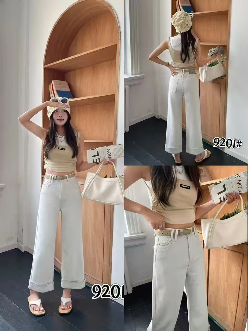 【小白姐姐】9201夏季薄款牛仔直筒裤时尚百搭