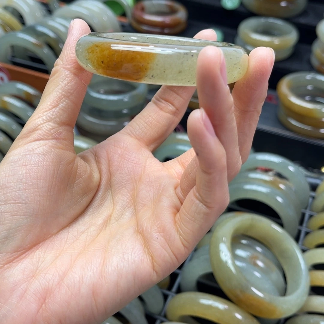 暖***木石英岩玉未镶嵌手镯