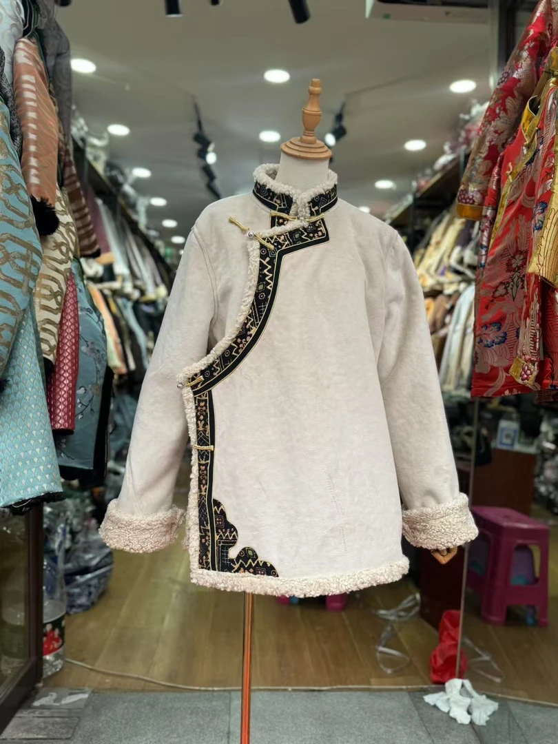 皮毛一体，男女同款藏式加毛加厚保暖外套，民族风