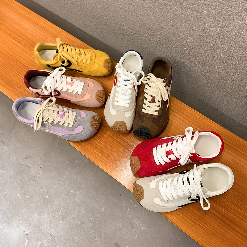 歪头小可爱~复古系带休闲运动小白鞋女德训阿甘鞋-253050-1