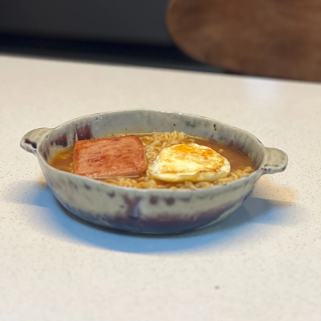 兮陶 手塑双耳小汤碗 082