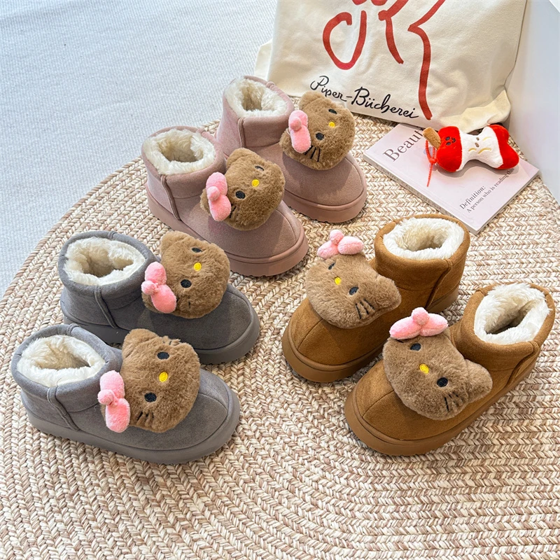 女童加绒加厚雪地靴2025冬季新款儿童厚底保暖棉靴女大童防滑棉鞋