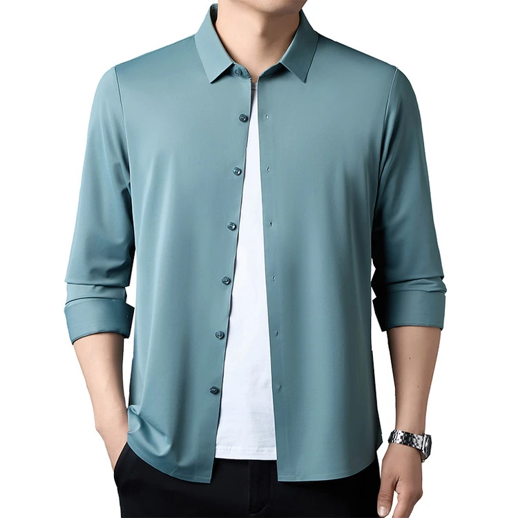 衬衫男装潮流四季流行男士衬衣长袖休闲夏季薄款纯色商务春秋春秋