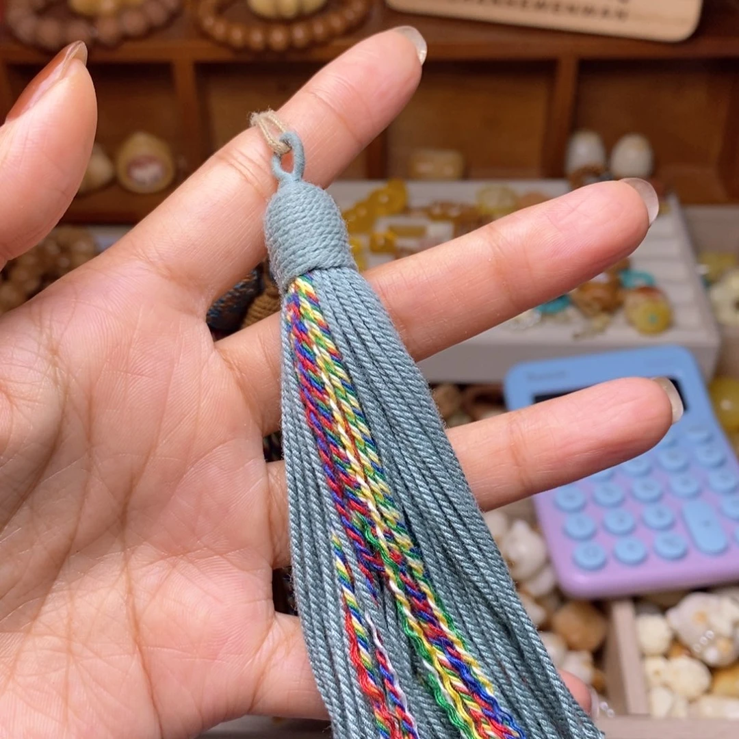 猴头核桃手串灰蓝流苏