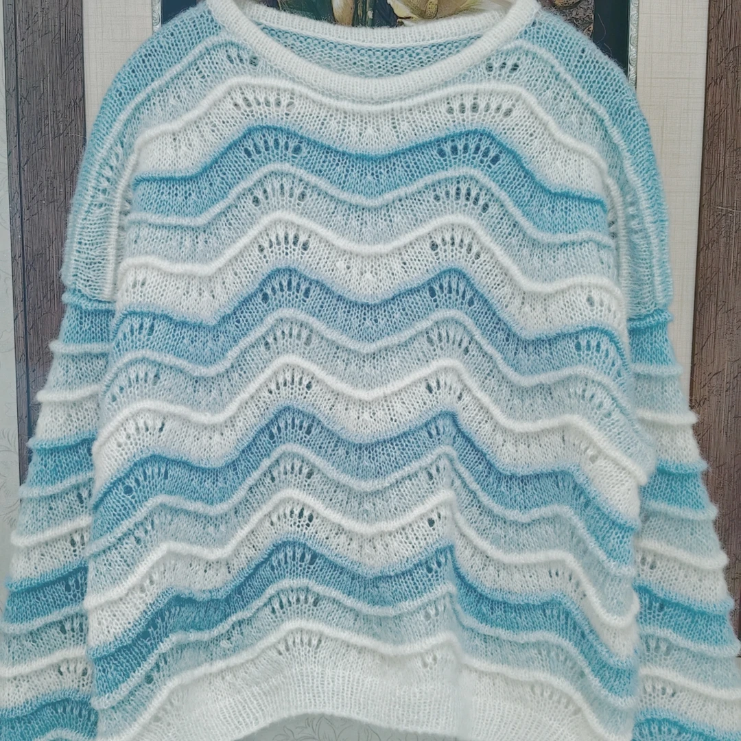 如水（水波纹渐变落肩套头衫）