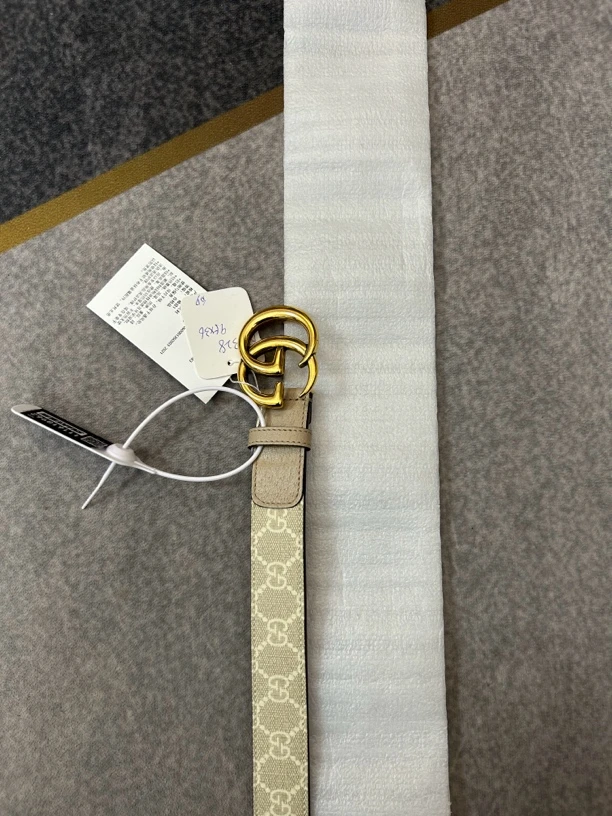 99新 GUCCI/古驰 双G金扣满印腰带95*38