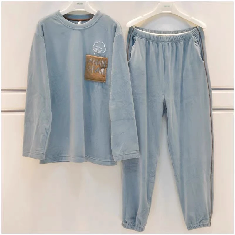彩色品牌睡衣男士秋冬家居服10463