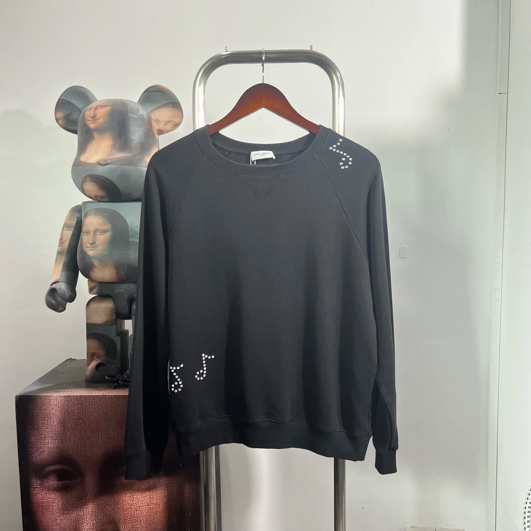 99新 YSL/圣罗兰 音符黑色卫衣 V2415尺码：XL 衣长61 胸围55
