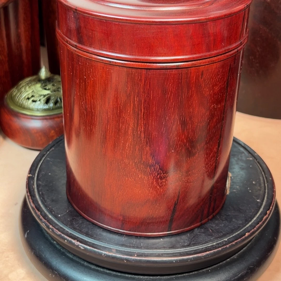 暮***歌檀香木小叶紫檀茶叶罐