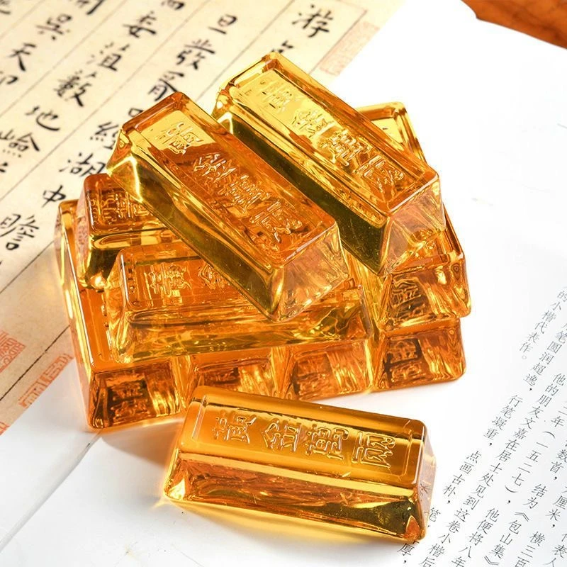 金条琉璃一条装饰摆件摆设黄色小摆件