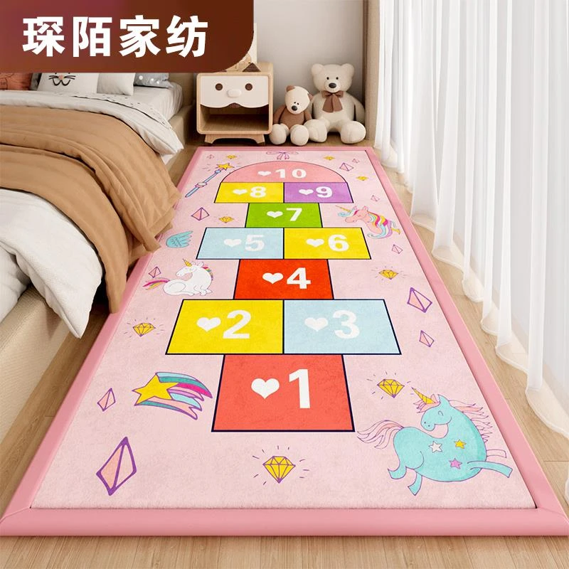 加厚卡通儿童地毯客厅卧室可爱床边隔凉防摔地垫可睡坐防潮飘窗垫