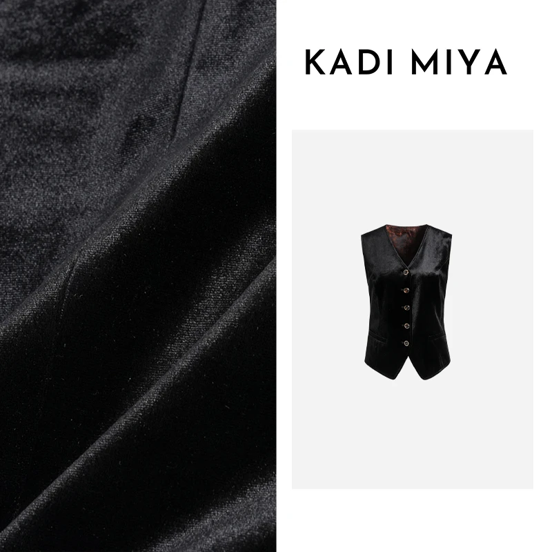 KADIMIYA【绒绒暖阳】复古贵气金丝绒高级单排扣马夹秋季叠穿上衣