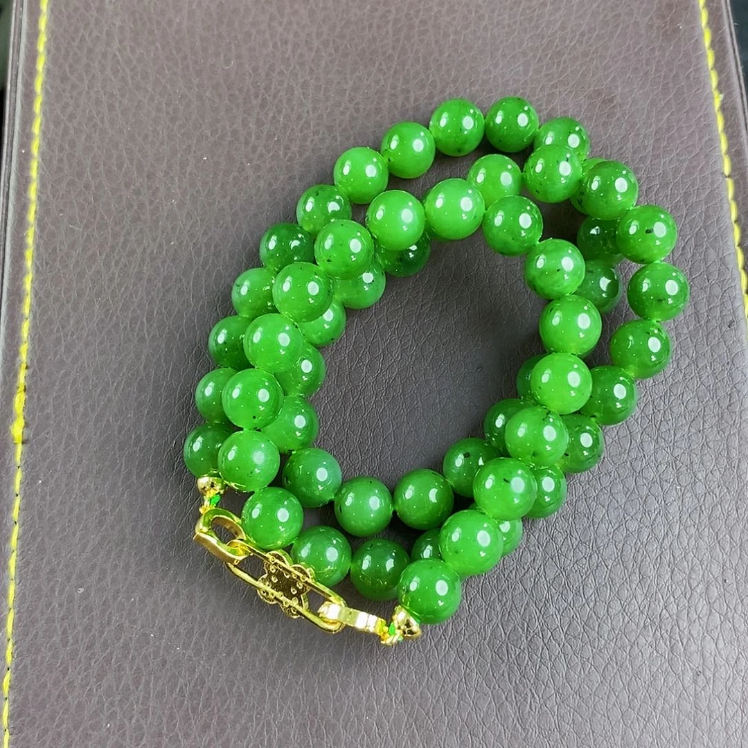 和田玉（碧玉）未镶嵌颈饰卡8红皮