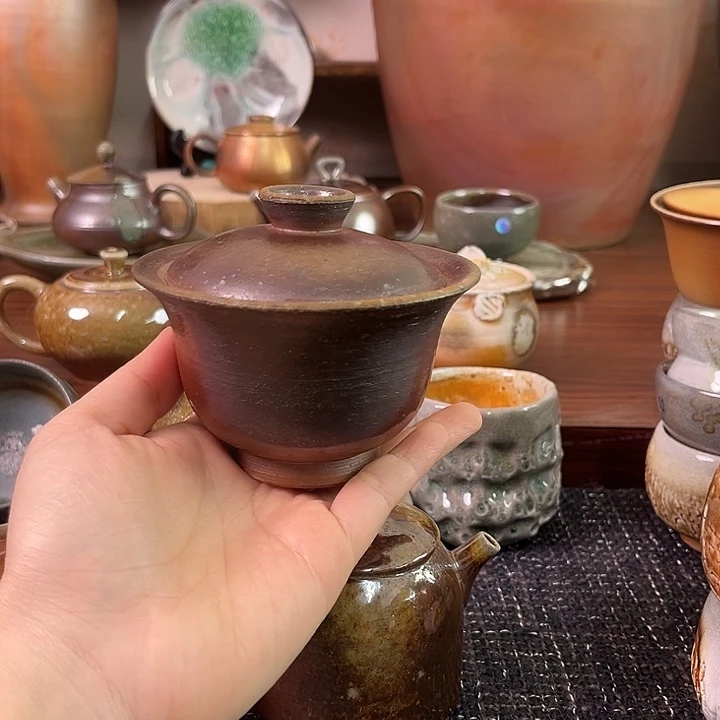 柴烧二才盖碗泡茶