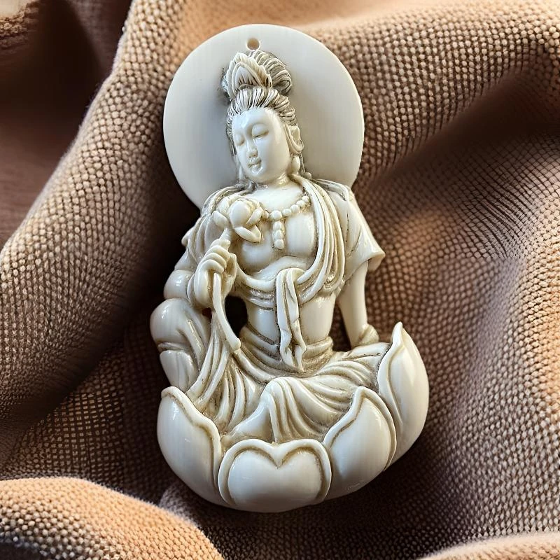 1278b松山天然猛犸牙 莲花观音牌 支持复检