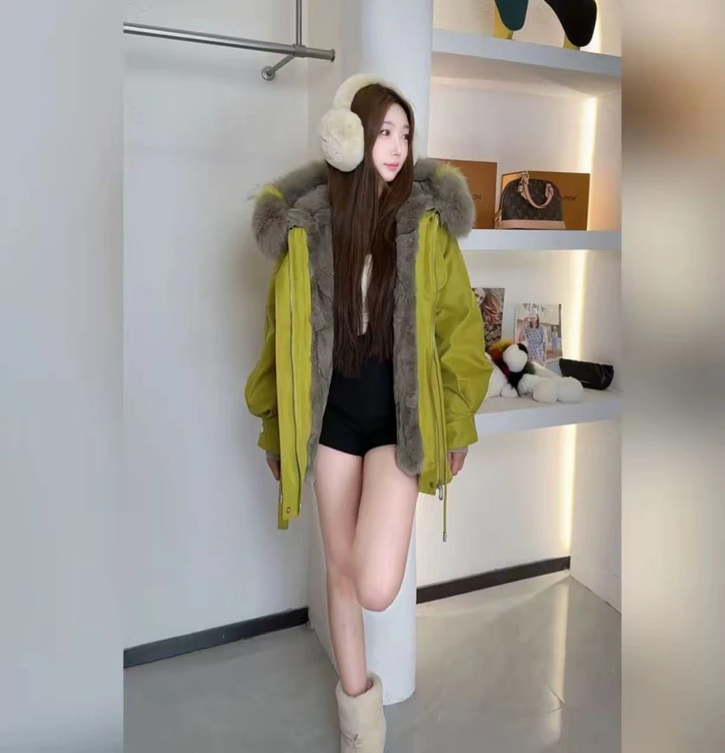 【匠婷专属】小狐仙冬季高端獭兔毛内胆一衣三穿收腰显瘦女款派克服