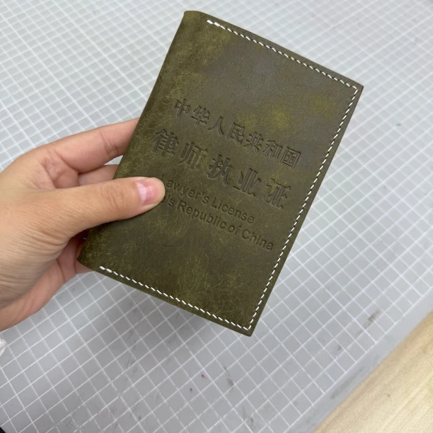 Minjin皮具手工缝线头层牛皮律师执业证件套真皮