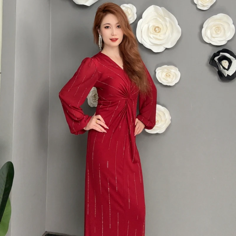 9869【包邮】新款时尚气质V领女装连衣裙