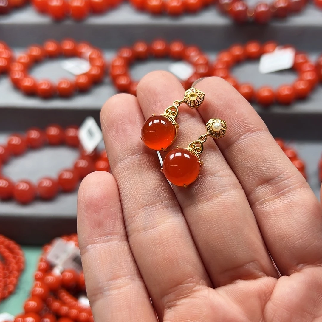 手串银S925镶嵌南红玛瑙原矿