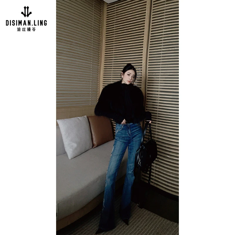 【迪丝嫚苓】100%貂子毛黑色皮草气质百搭原创设计师优雅感秋冬保暖
