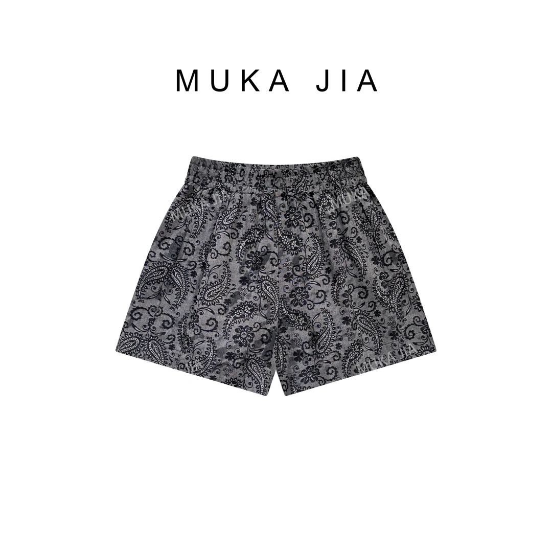 木卡家【腰果花短裤】定制款韩系时尚百搭松紧腰宽松提花设计感短裤