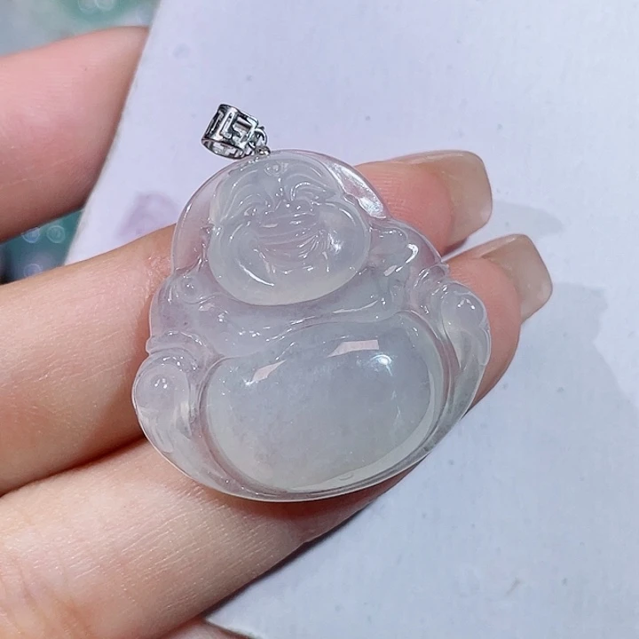 颈饰18K金镶嵌翡翠佛公