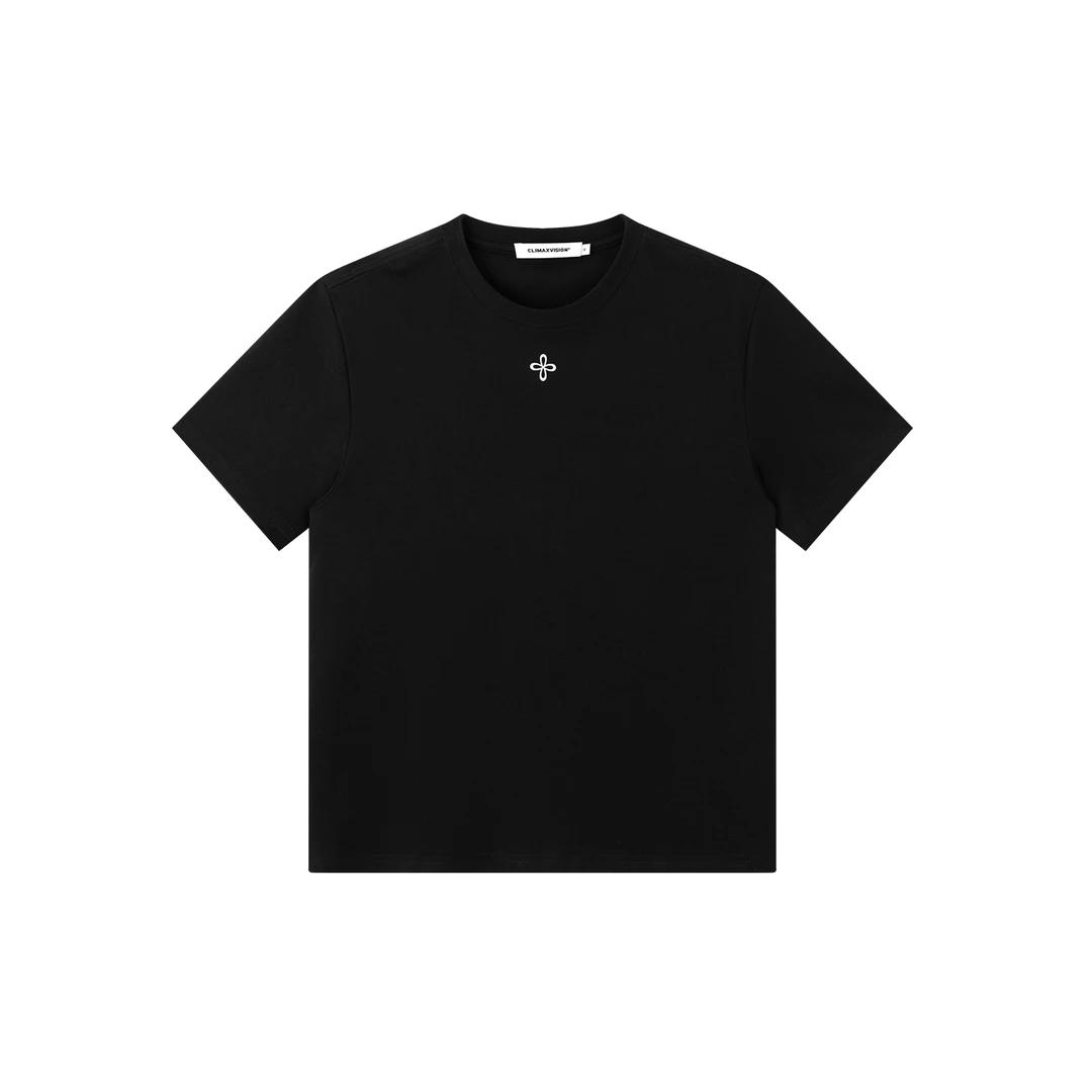 CLIMAX VISION十字花简约时尚圆领短袖T恤舒适百搭休闲情侣tee