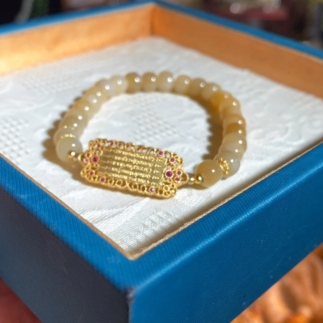 和田玉（糖玉）手链银S925镶嵌